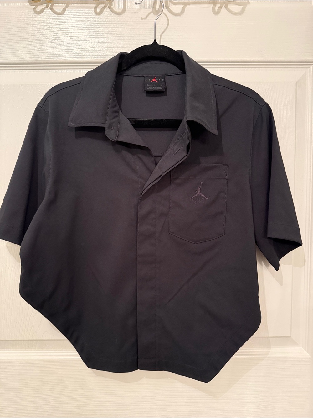 Jordan Women’s Black Short-Sleeve Cropped Polo Shirt with Pocket